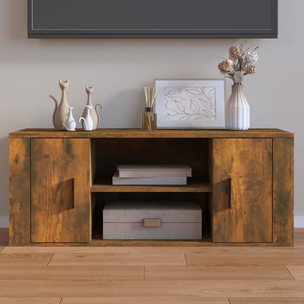 Tv-Benk Røkt Eik 100X35X40 Cm Konstruert Tre