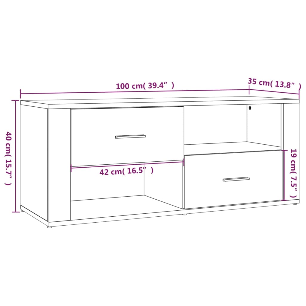 Tv-Benk Sonoma Eik 100X35X40 Cm Konstruert Tre