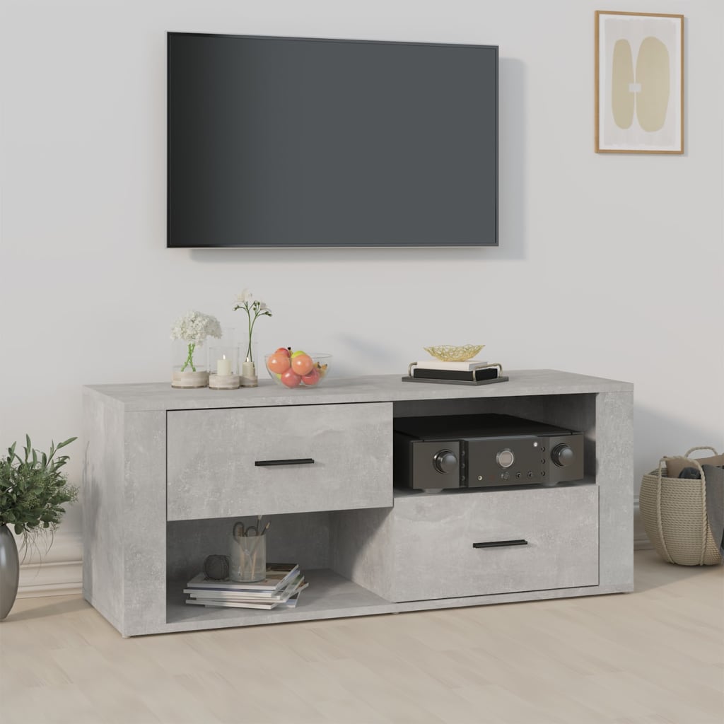Tv-Benk Betonggrå 100X35X40 Cm Konstruert Tre