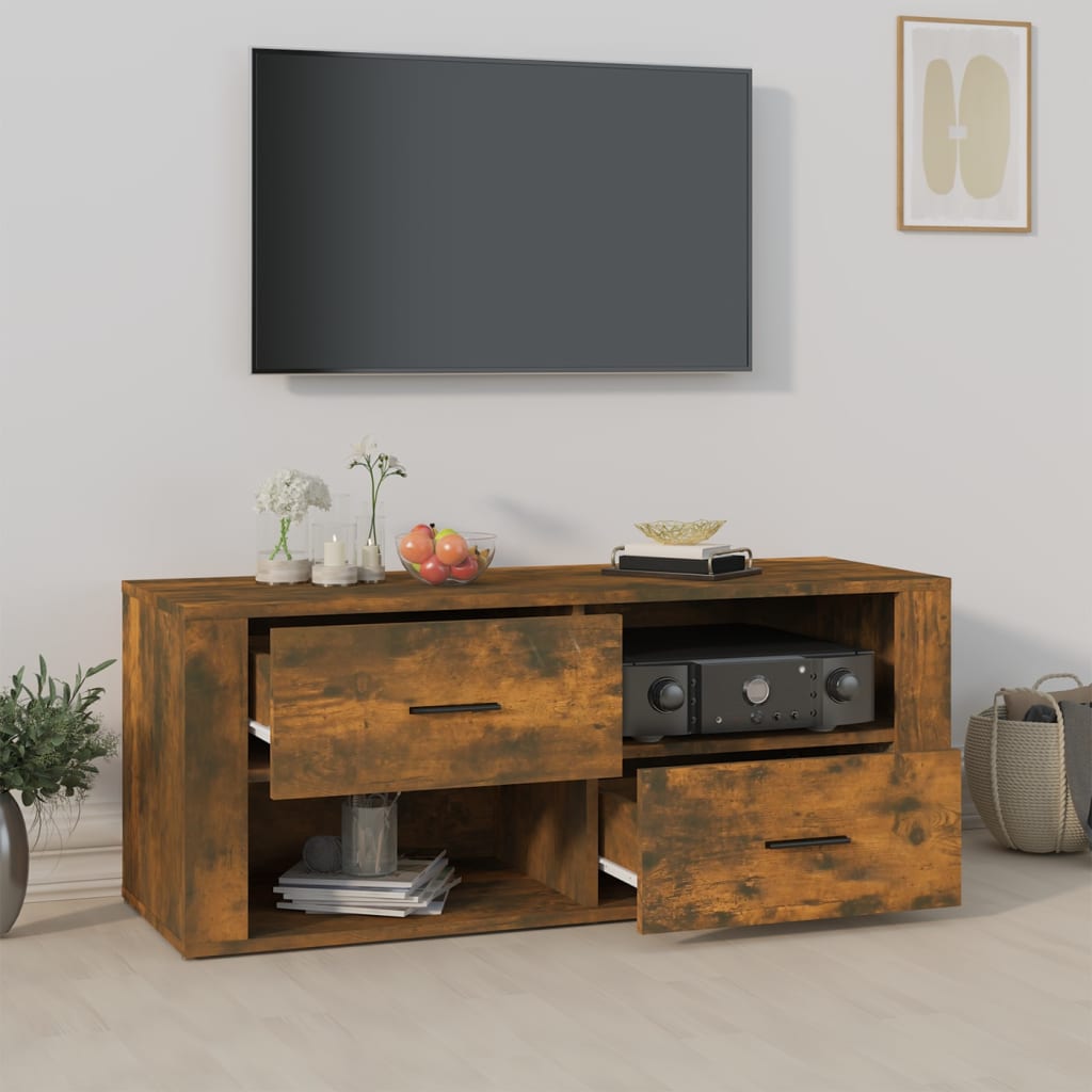 Tv-Benk Røkt Eik 100X35X40 Cm Konstruert Tre