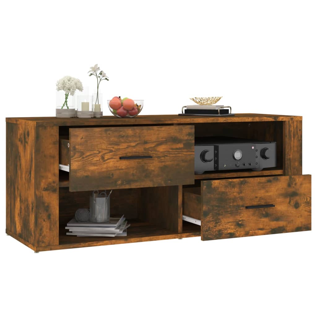 Tv-Benk Røkt Eik 100X35X40 Cm Konstruert Tre