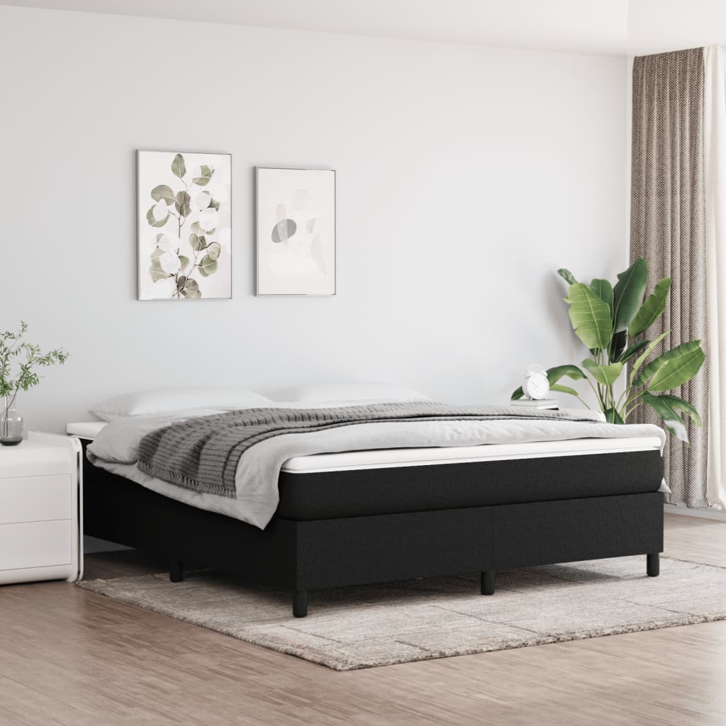 Boxspring-Sengeramme Boksfjær Svart 180X200 Cm Super King Stoff