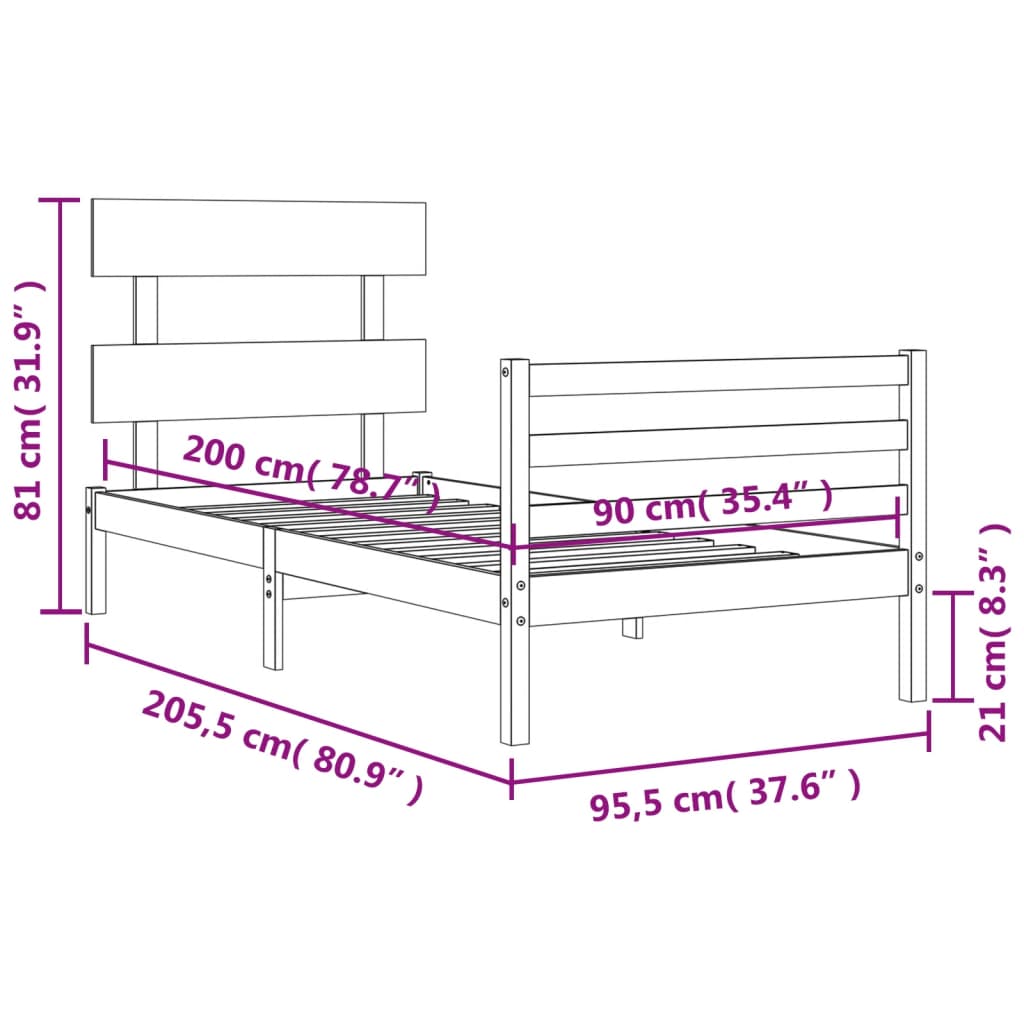 Sengeramme Med Hodegavl 90X200 Cm Heltre
