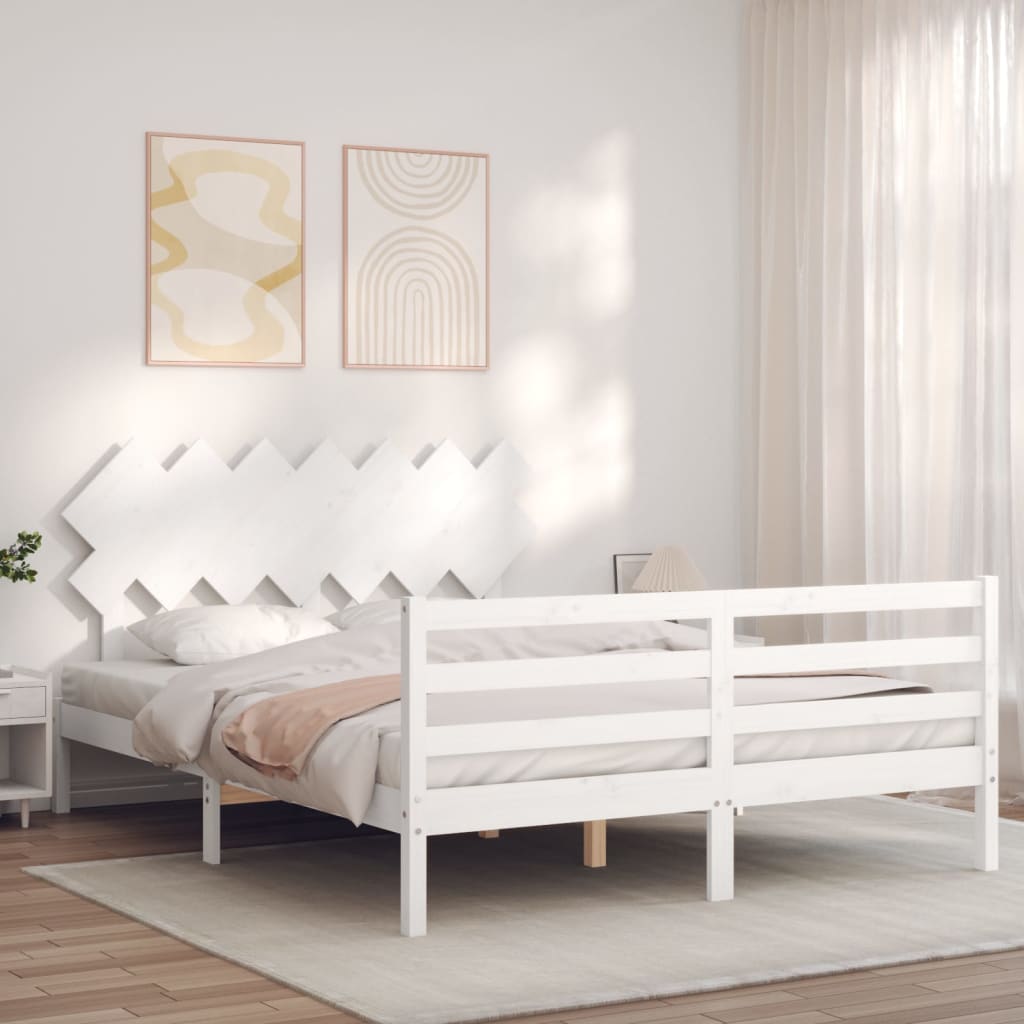 Sengeramme Med Hodegavl Hvit 140X190 Cm Heltre