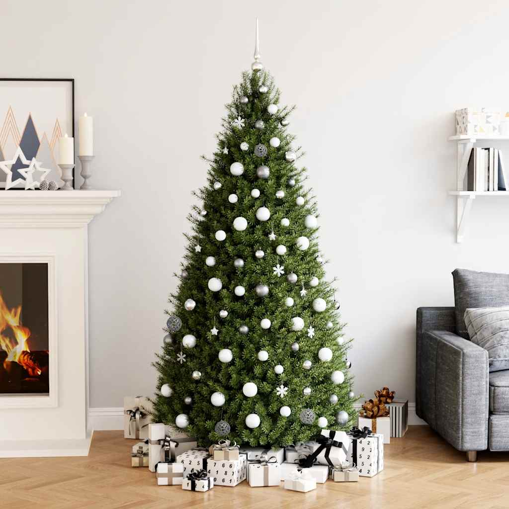 Julekulesett 111 Deler Hvit Og Grå Polystyren