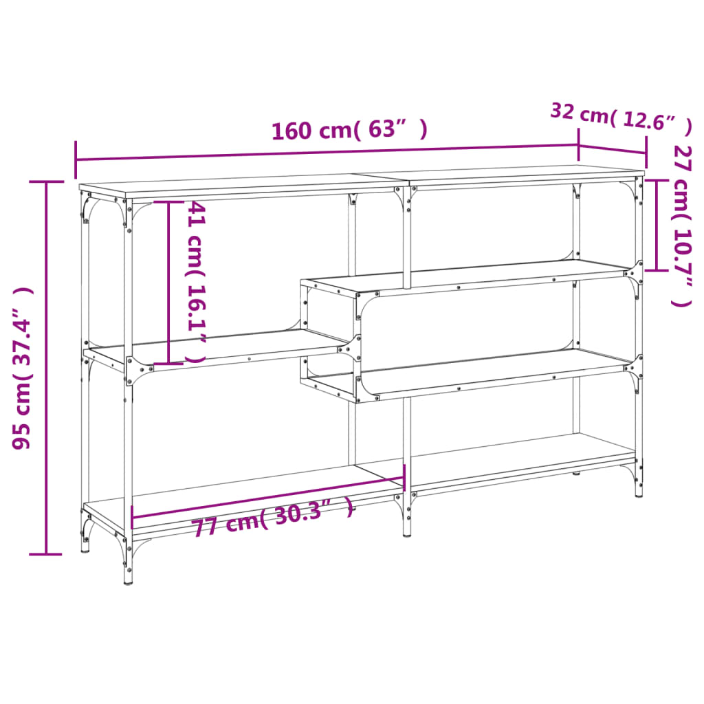 Konsollbord Brun Eik 160X32X95 Cm Konstruert Tre