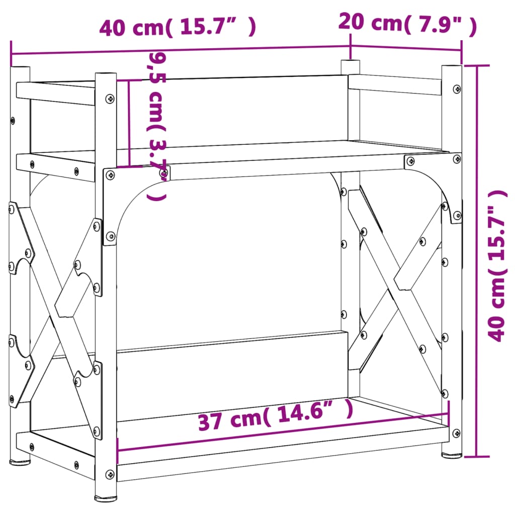 Skriverbord 2 Hyller Røkt Eik 40X20X40 Cm Konstruert Tre