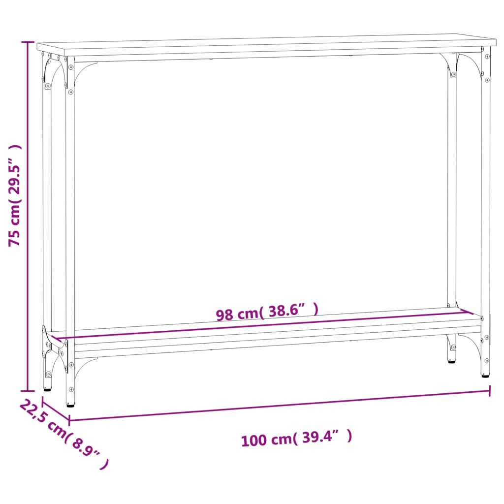 Konsollbord Svart 100X22,5X75 Cm Konstruert Tre