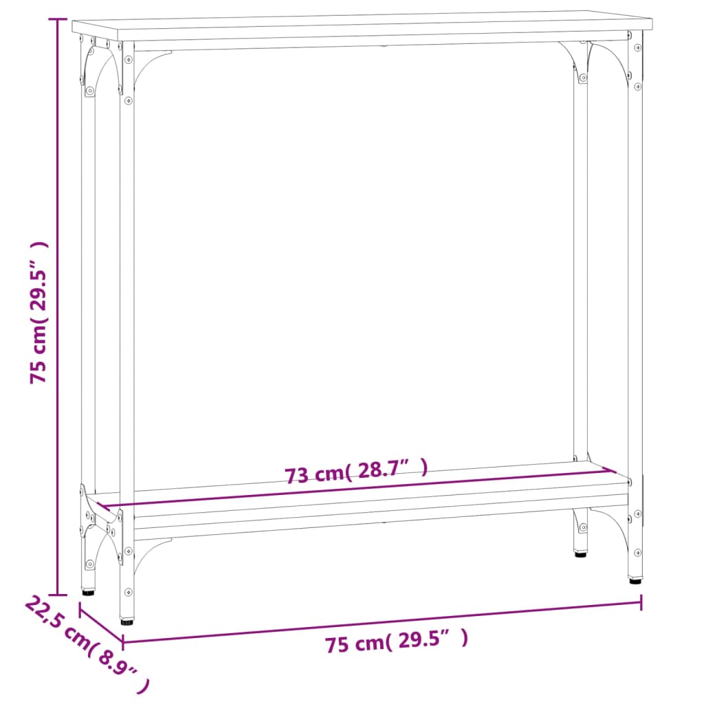 Konsollbord Røkt Eik 75X22,5X75 Cm Konstruert Tre
