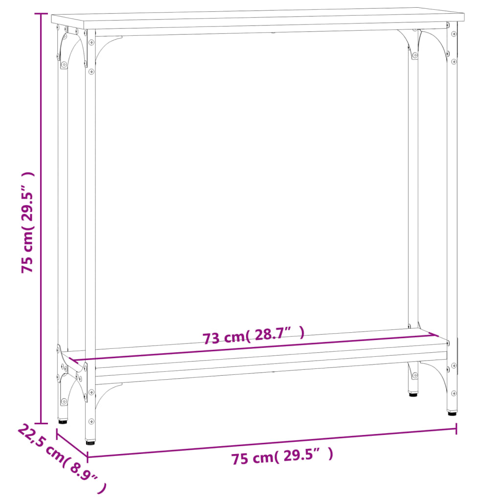 Konsollbord Brun Eik 75X22,5X75 Cm Konstruert Tre