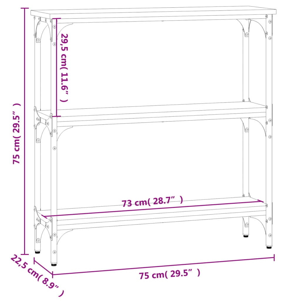 Konsollbord Svart 75X22,5X75 Cm Konstruert Tre