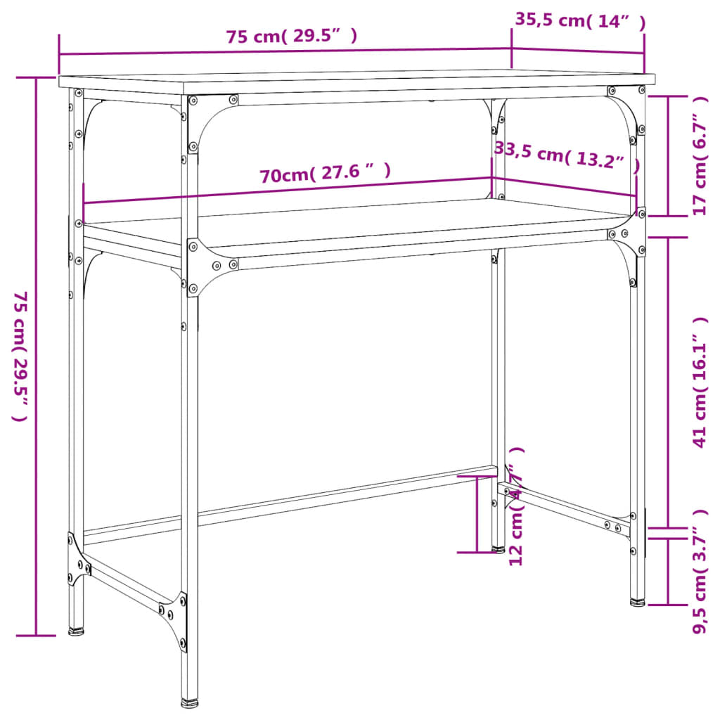 Konsollbord Røkt Eik 75X35,5X75 Cm Konstruert Tre