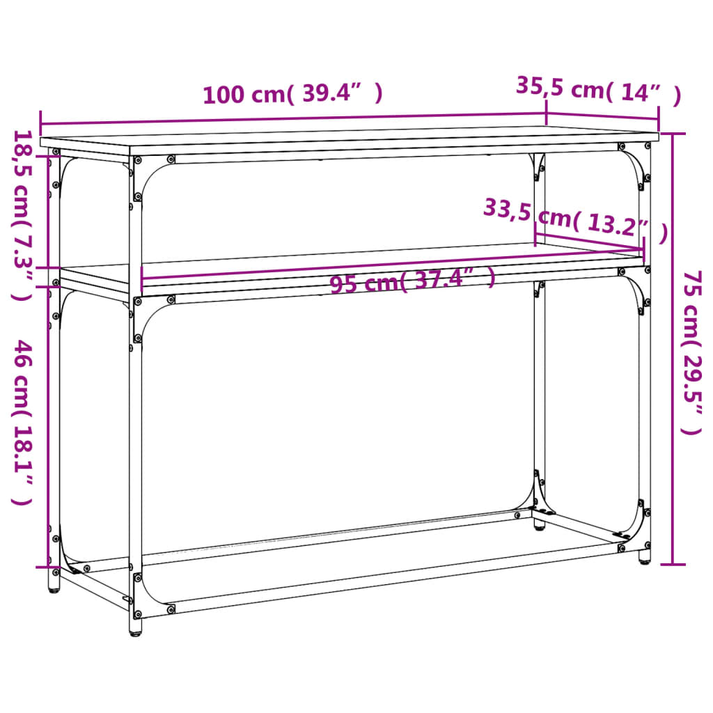 Konsollbord Brun Eik 100X35,5X75 Cm Konstruert Tre