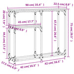 Konsollbord Brun Eik 90X22,5X75 Cm Konstruert Tre