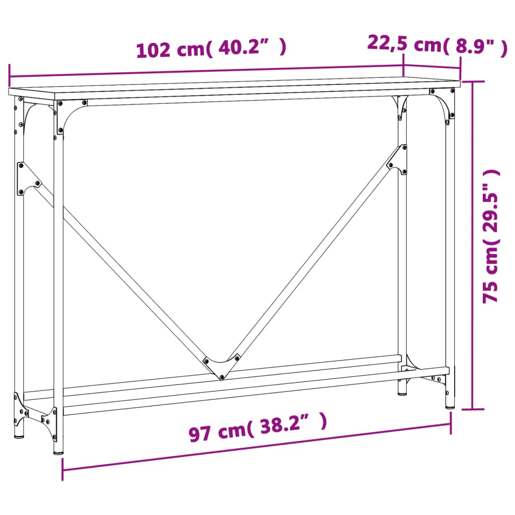 Konsollbord Røkt Eik 102X22,5X75 Cm Konstruert Tre