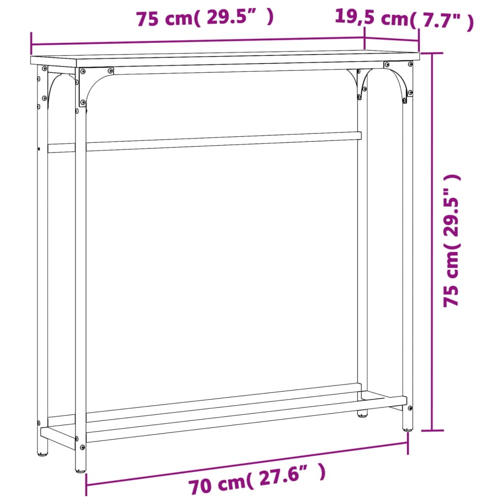 Konsollbord Røkt Eik 75X19,5X75 Cm Konstruert Tre