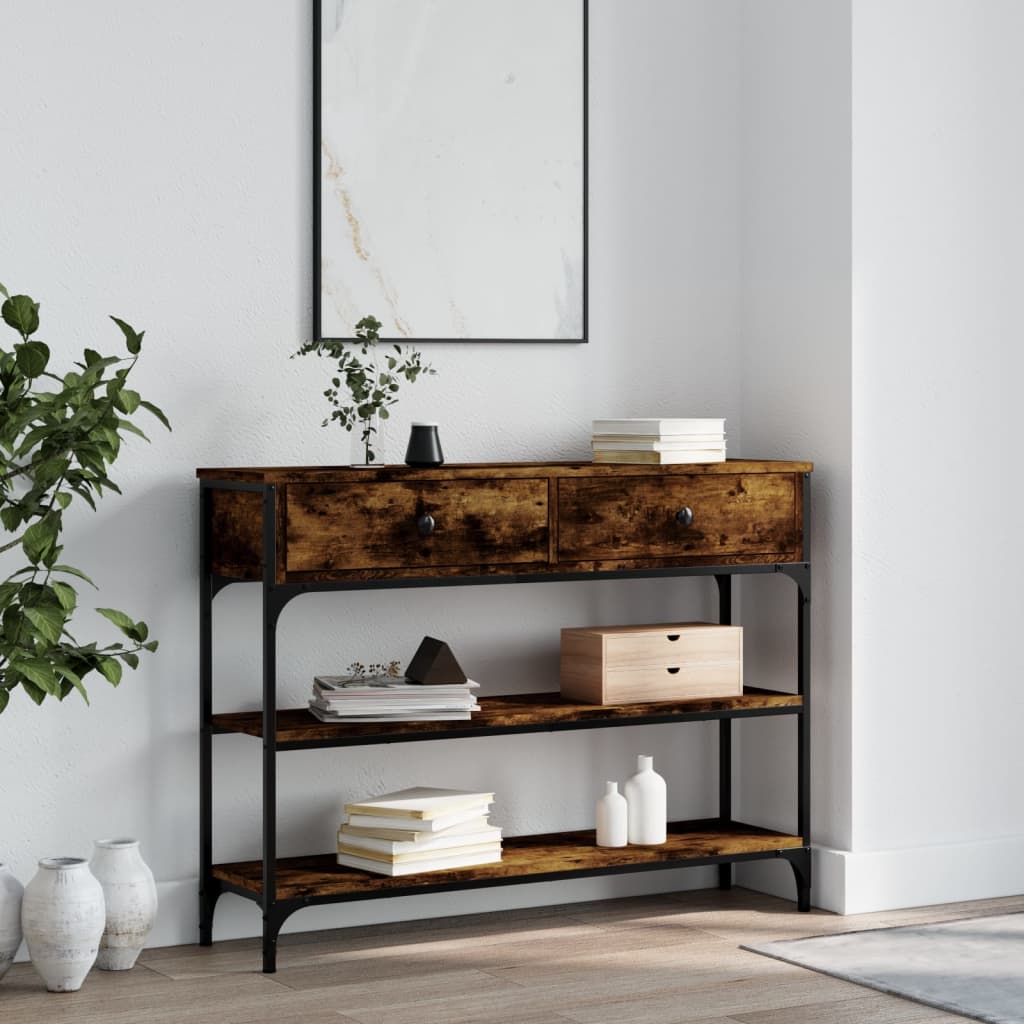 Konsollbord Røkt Eik 100X25X75 Cm Konstruert Tre
