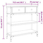Konsollbord Grå Sonoma 72,5X25X75 Cm Konstruert Tre
