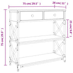 Konsollbord Svart 75X28X75 Cm Konstruert Tre