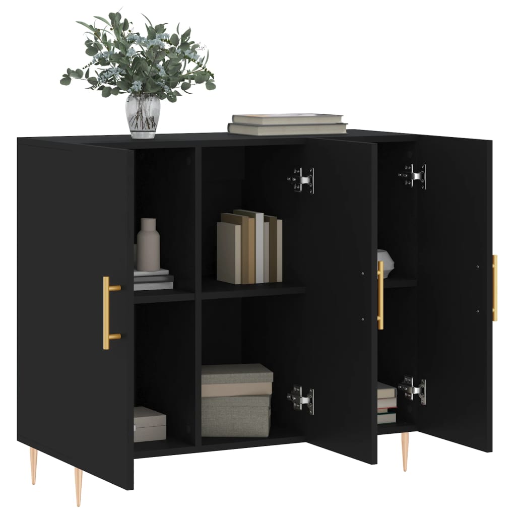Skjenk Svart 90X34X80 Cm Konstruert Tre