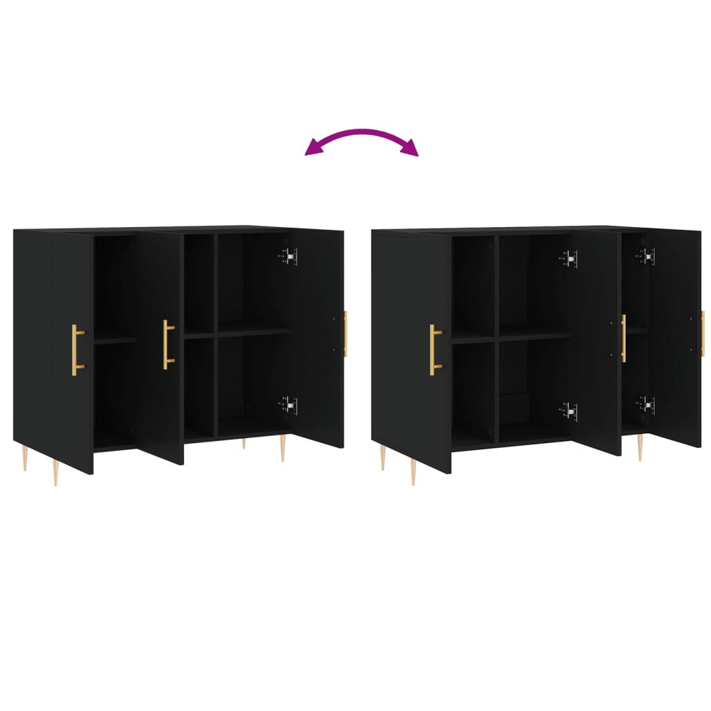 Skjenk Svart 90X34X80 Cm Konstruert Tre