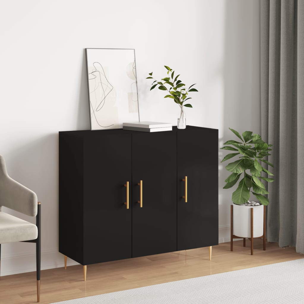 Skjenk Svart 90X34X80 Cm Konstruert Tre