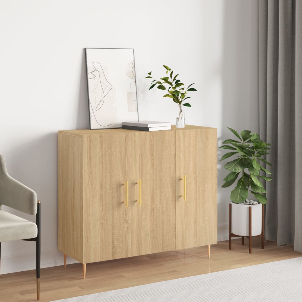 Skjenk Sonoma Eik 90X34X80 Cm Konstruert Tre