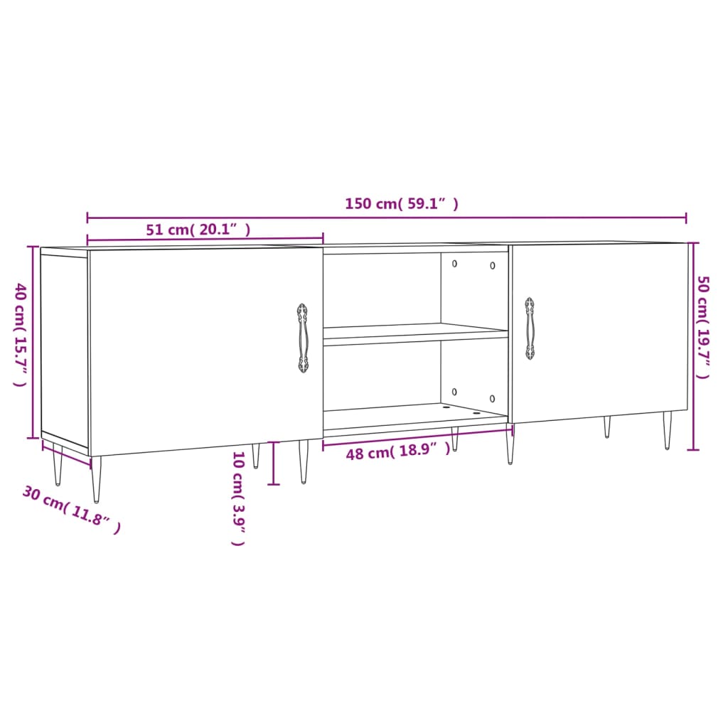 Tv-Benk Sonoma Eik 150X30X50 Cm Konstruert Tre