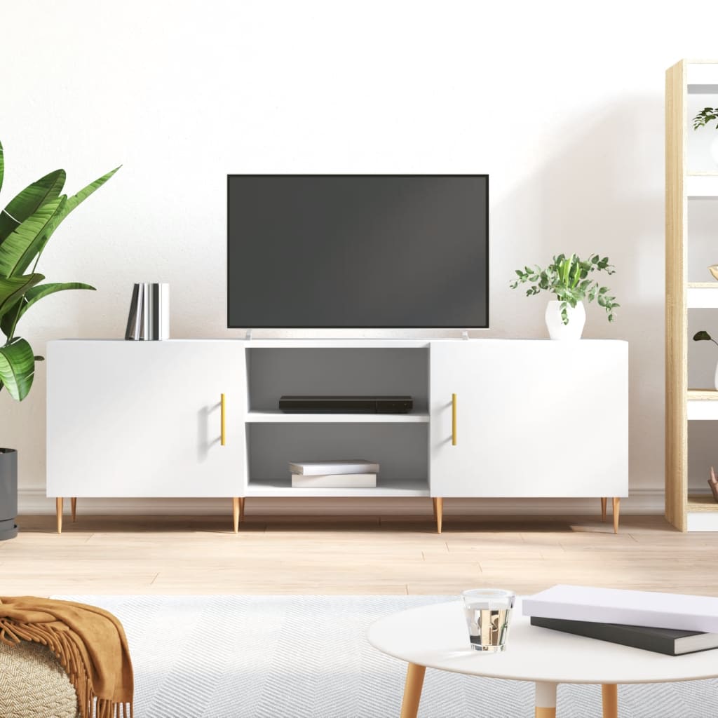Tv-Benk Hvit 150X30X50 Cm Konstruert Tre