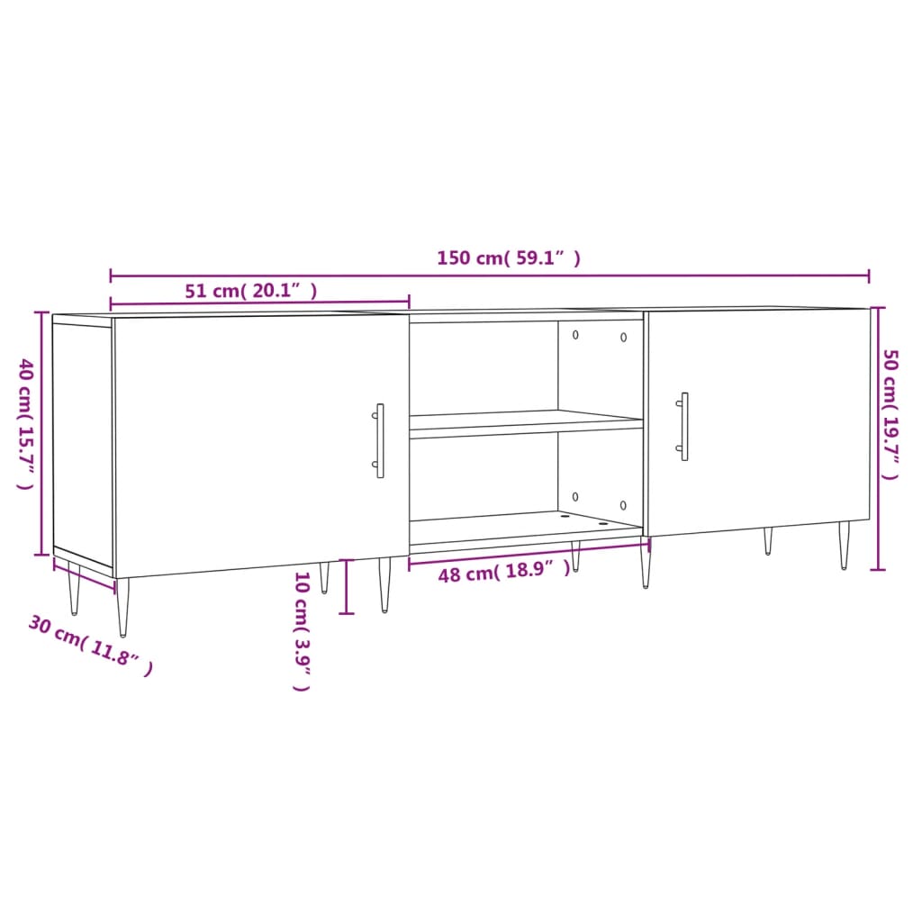 Tv-Benk Sonoma Eik 150X30X50 Cm Konstruert Tre