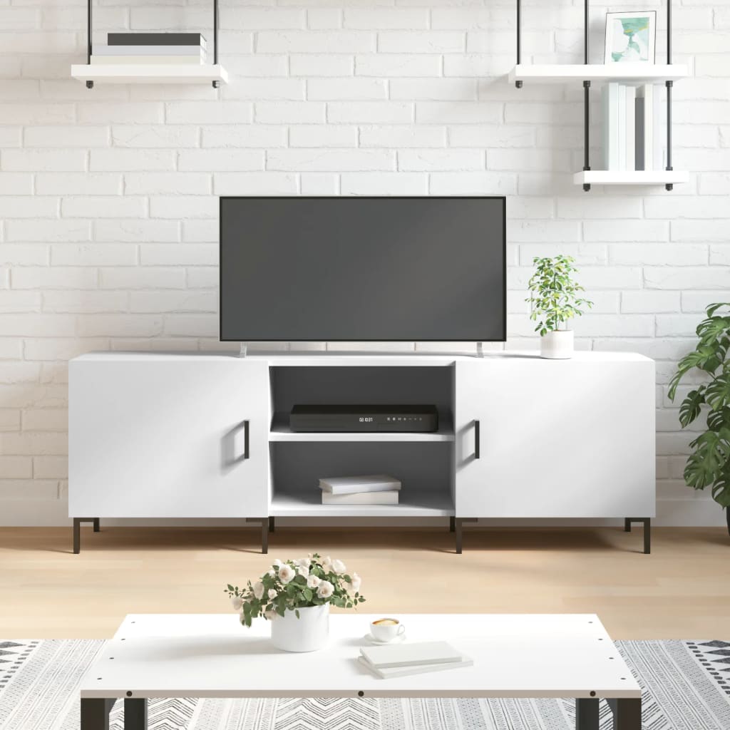Tv-Benk Hvit 150X30X50 Cm Konstruert Tre