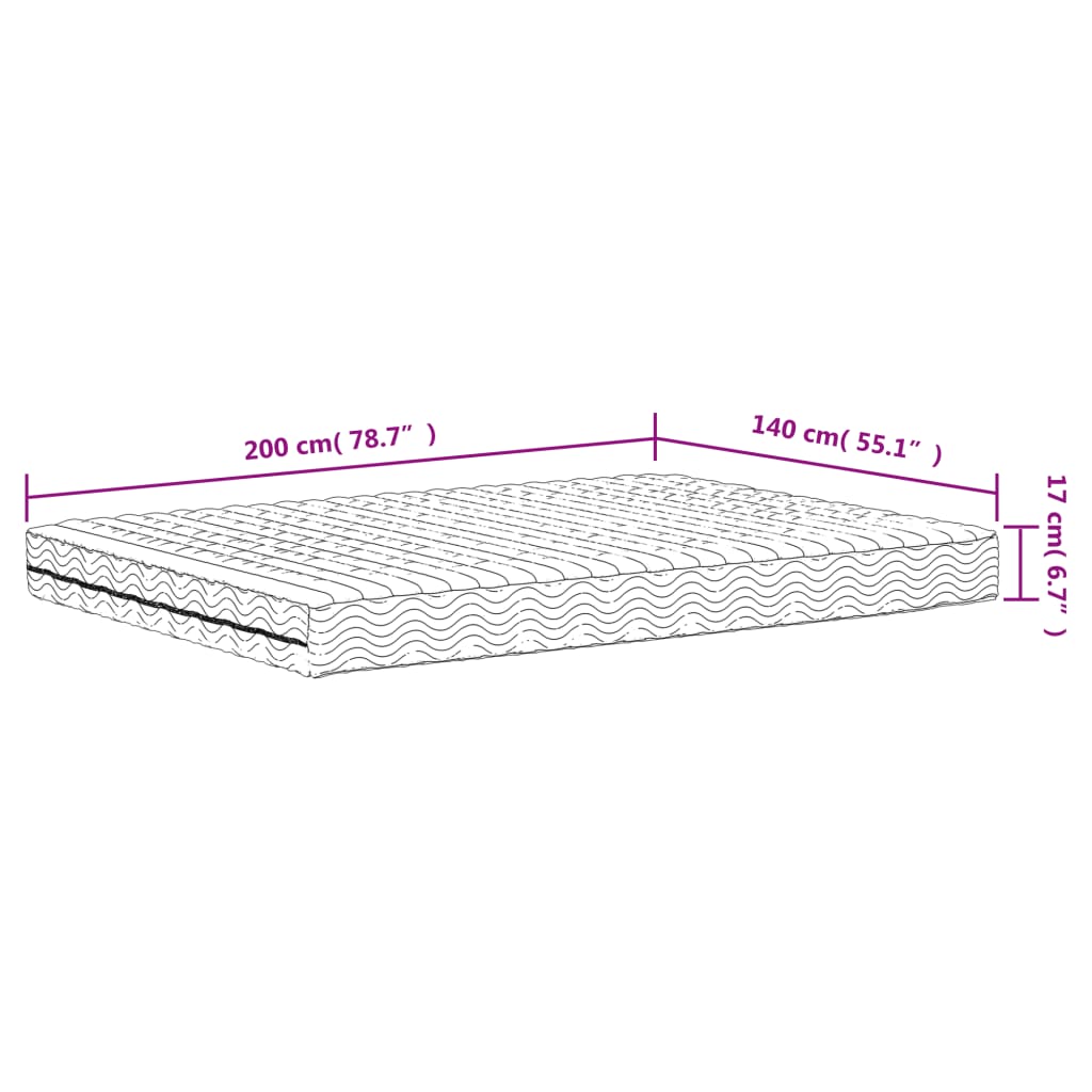 Skummadrass Hvit 140X200 Cm Hardhet H2 H3
