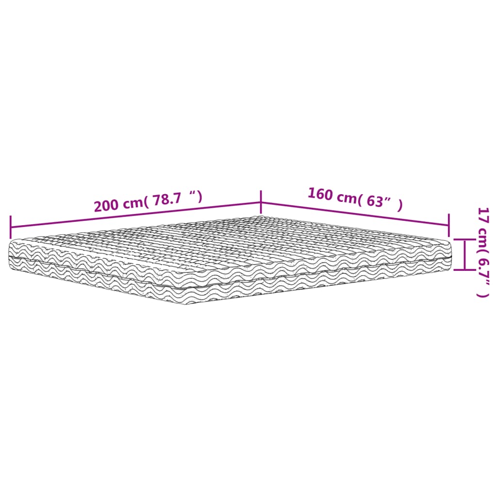 Skummadrass Hvit 160X200 Cm Hardhet H2 H3