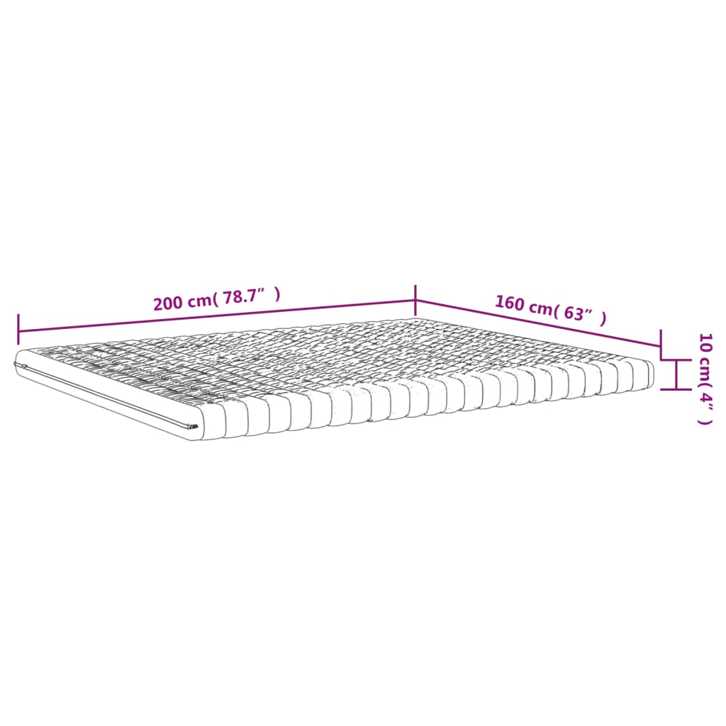Skummadrass Hvit 160X200 Cm 7-Zone Hardhet 20 Ild