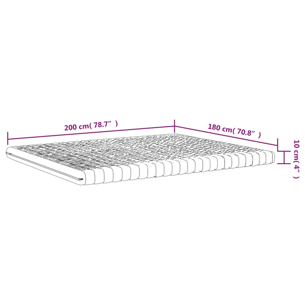 Skummadrass Hvit 180X200 Cm 7-Zone Hardhet 20 Ild