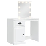 Sminkebord Med Led-Lys Hvit 90X42X132,5 Cm
