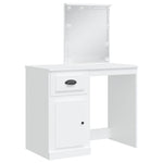 Sminkebord Med Led-Lys Hvit 90X42X132,5 Cm