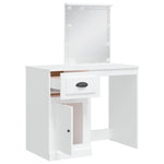 Sminkebord Med Led-Lys Hvit 90X42X132,5 Cm