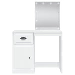 Sminkebord Med Led-Lys Hvit 90X42X132,5 Cm