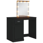 Sminkebord Med Led-Lys Svart 90X42X132,5 Cm