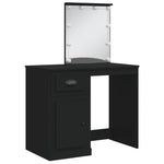 Sminkebord Med Led-Lys Svart 90X42X132,5 Cm