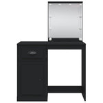 Sminkebord Med Led-Lys Svart 90X42X132,5 Cm