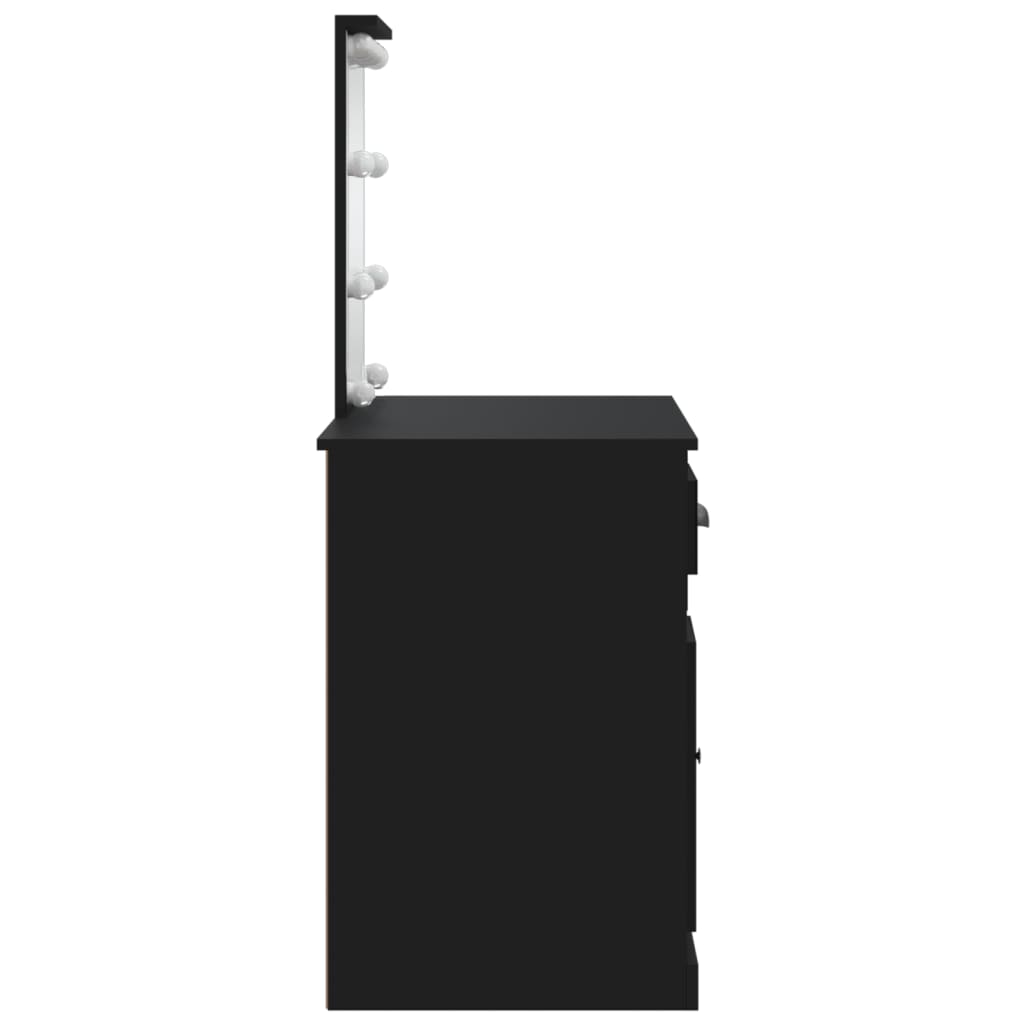 Sminkebord Med Led-Lys Svart 90X42X132,5 Cm