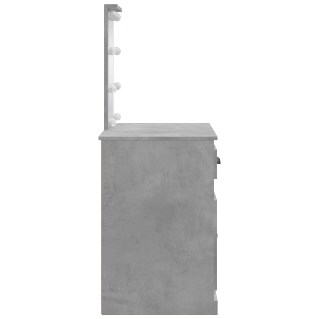 Sminkebord Med Led-Lys Betonggrå 90X42X132,5 Cm