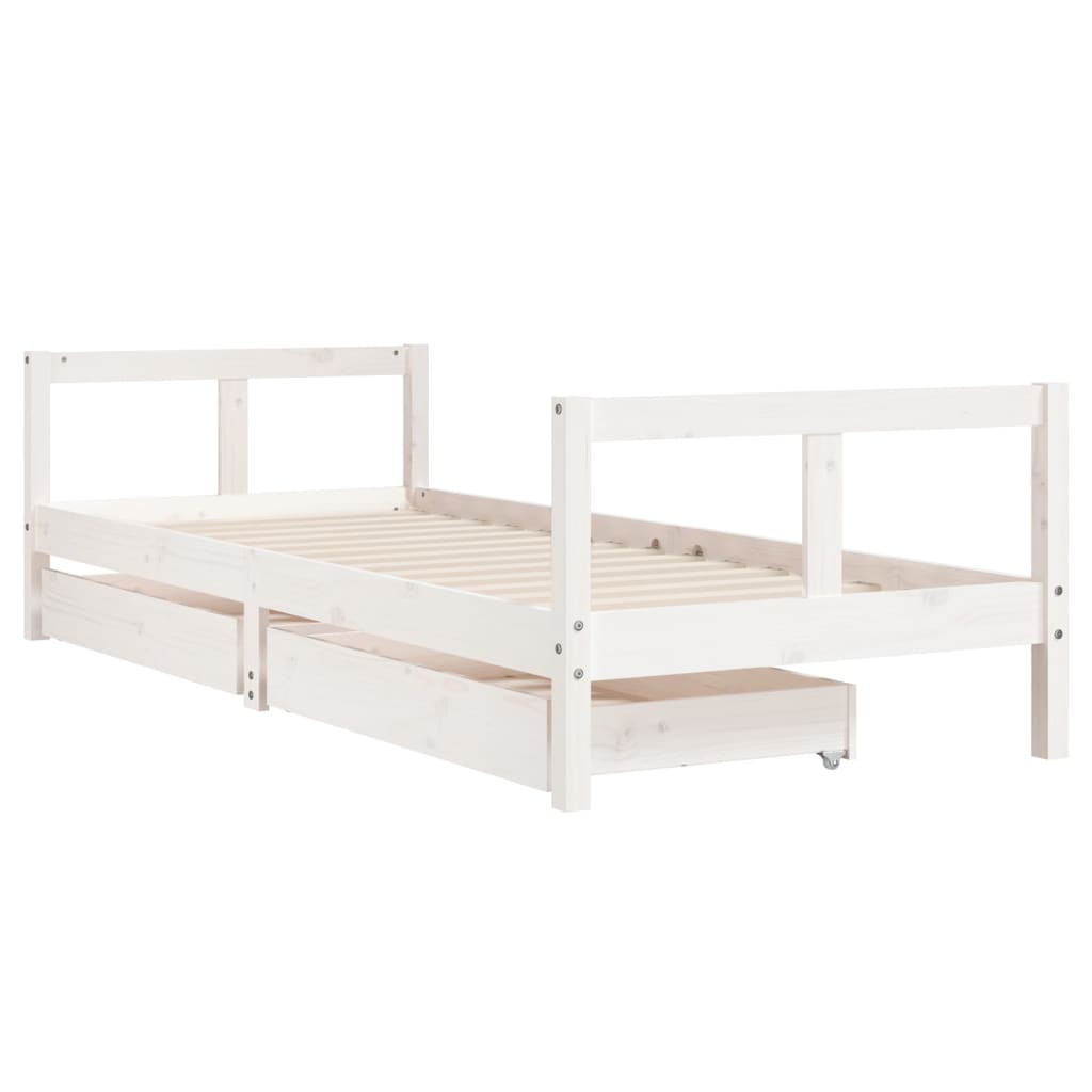 Barnesengeramme Med Skuffer Hvit 80X200 Cm Heltre Furu