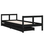 Barnesengeramme Med Skuffer Svart 80X200 Cm Heltre Furu