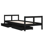 Barnesengeramme Med Skuffer Svart 80X200 Cm Heltre Furu