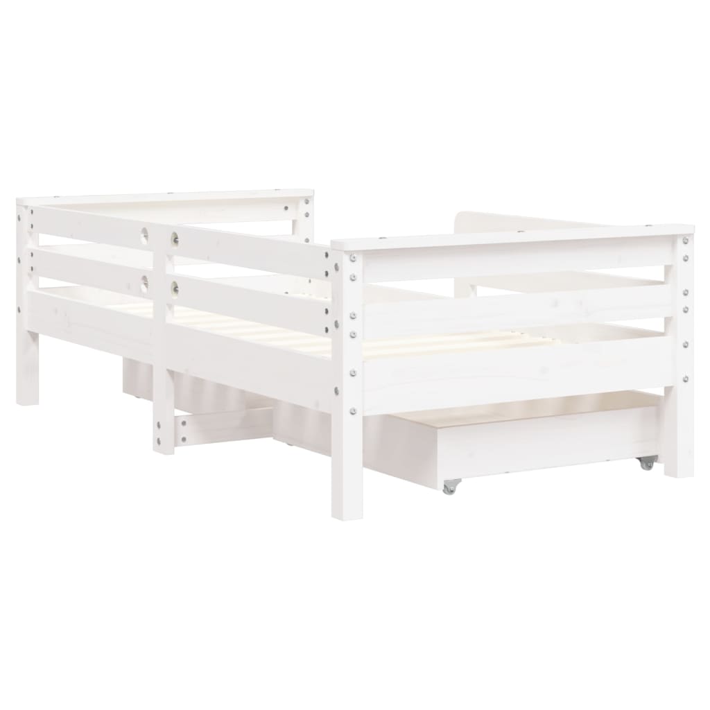Barnesengeramme Med Skuffer Hvit 70X140 Cm Heltre Furu