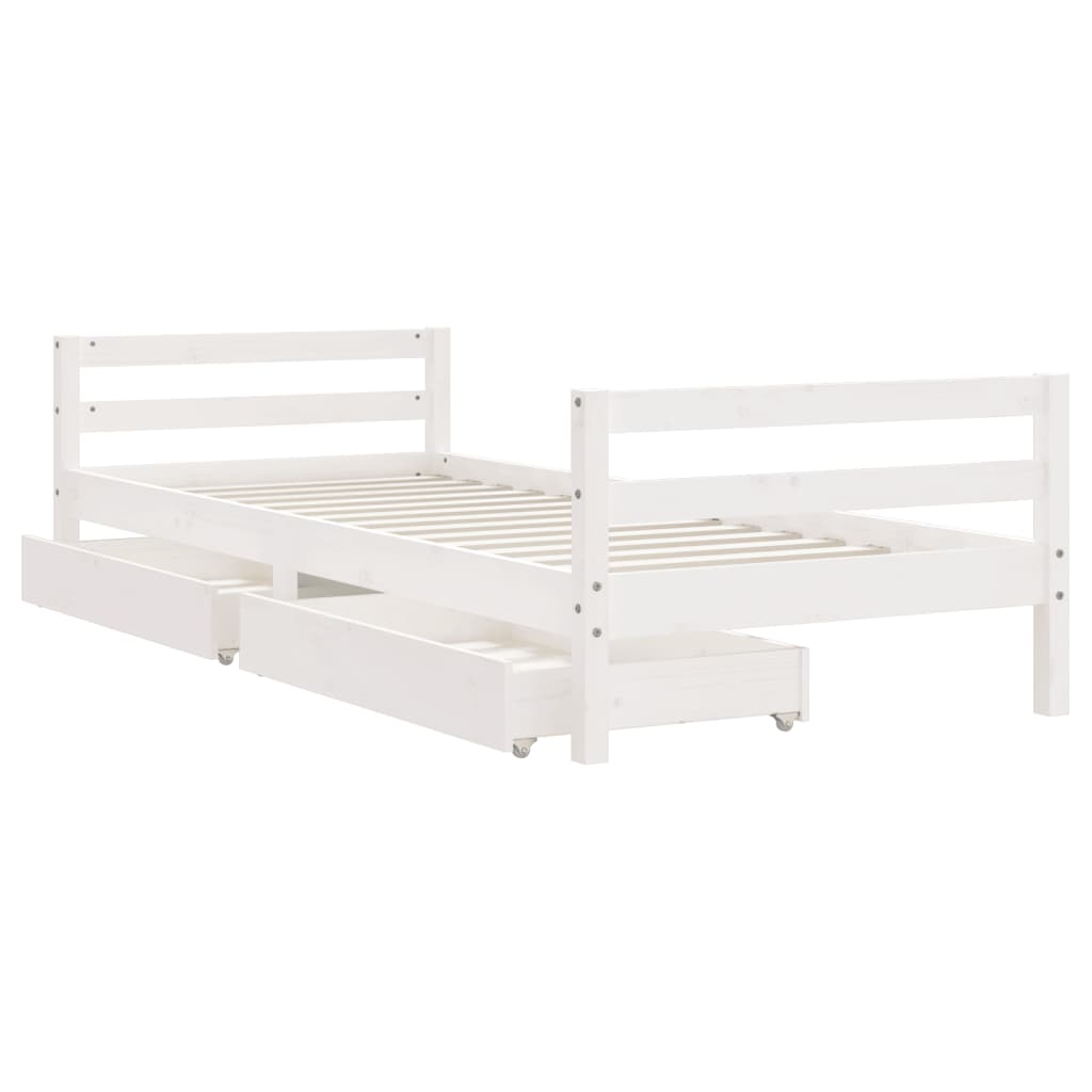 Barnesengeramme Med Skuffer Hvit 90X190 Cm Heltre Furu