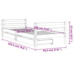 Barnesengeramme Med Skuffer Hvit 90X190 Cm Heltre Furu